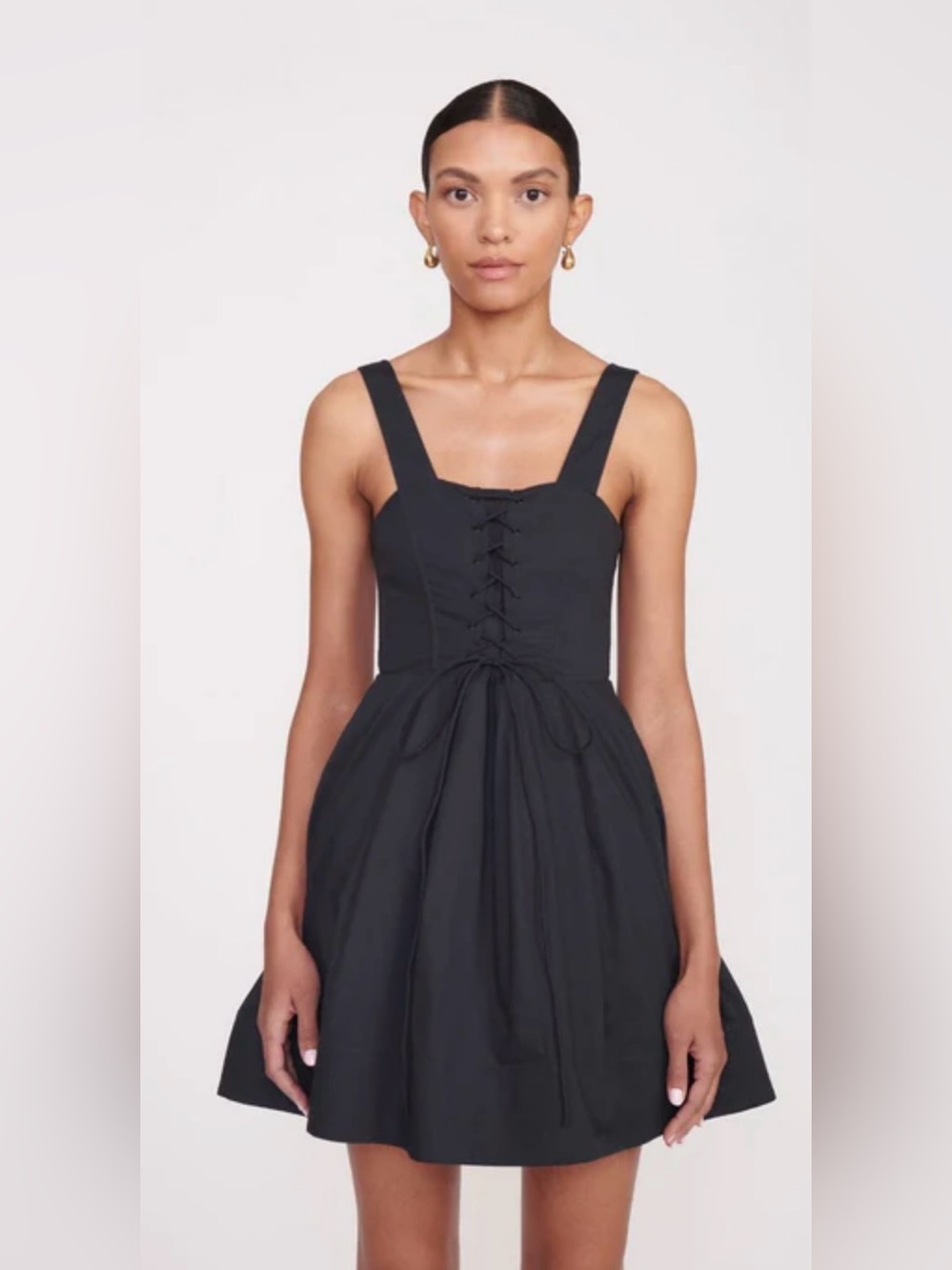 Staud Mini Sutton Lace-Up Fit & Flare Dress